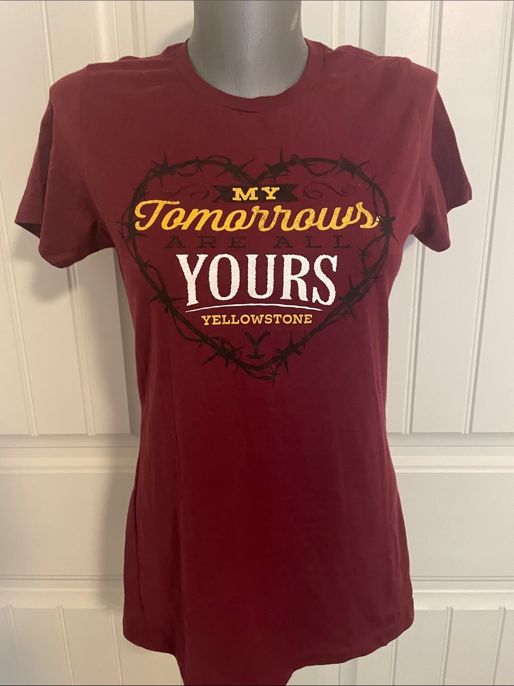 Yellowstone Women's Burgundy Graphic Tee - 'My Tomorrows Are All Yours'